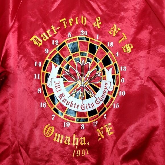 Vintage 1991 Dart Tech & NTS Omaha Nebraska Hartwell Satin Jacket Size Large - Picture 10 of 12